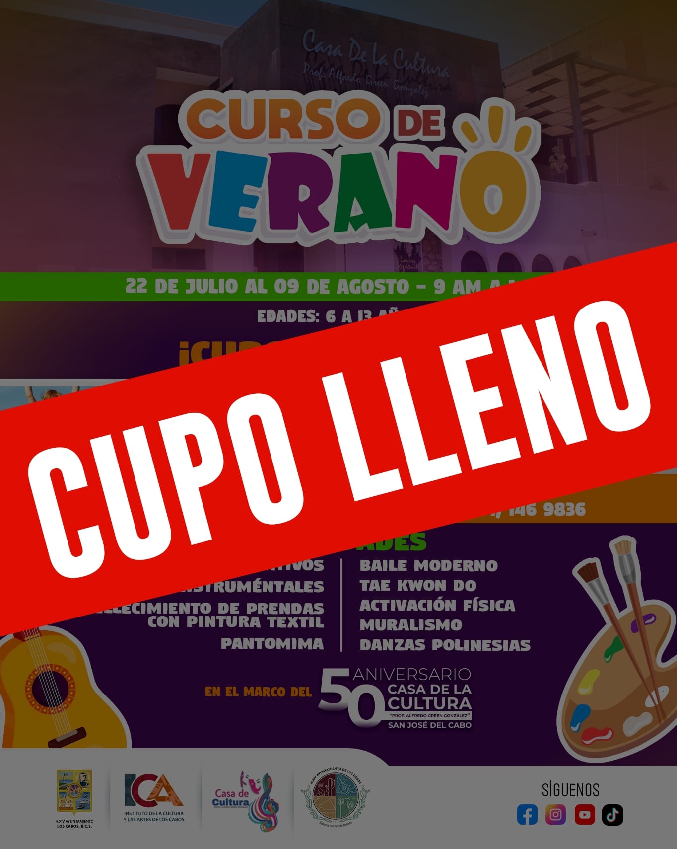 Cursos de Verano - Cupo lleno