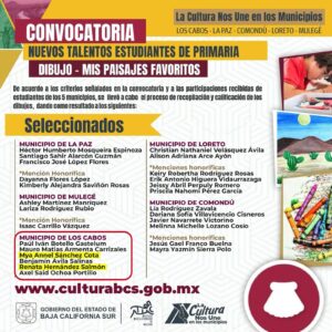 Felicidades seleccionados del municipio de los cabos en la convocatoria “La Cultura Nos Une en los Municipios”
