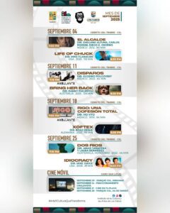Cartelera oficial del programa permanente cinematográfico “Cinema Vagabundo” en el mes de septiembre