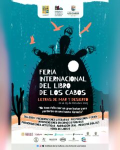 Cartel oficial de la Feria Internacional del Libro de Los Cabos “Letras de Mar y Desierto”