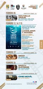 Cartelera oficial del programa permanente cinematográfico “Cinema Vagabundo” en el mes de FEBRERO