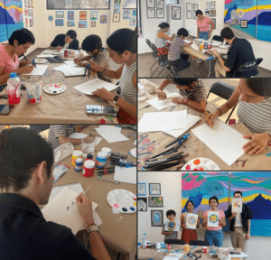 Así se vivió la segunda sesión del taller “Técnicas Mixtas y Geometría”