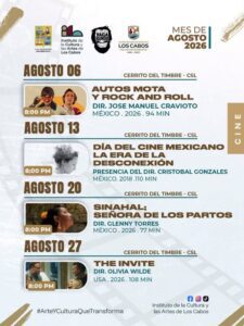 Cartelera de cine gratuito en Los Cabos agosto 2026