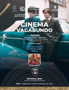 Cine gratuito en Cabo San Lucas: Proyección de la película Autos, Mota y Rock and Roll
