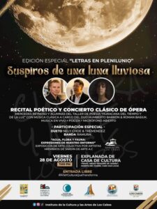 Velada cultural Letras en Plenilunio en Cabo San Lucas
