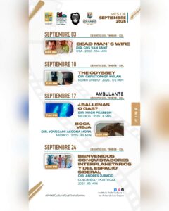 Cartelera oficial Cinema Vagabundo septiembre en Los Cabos