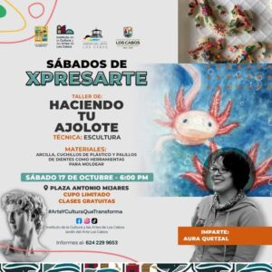 Taller gratuito de escultura de ajolotes en Los Cabos